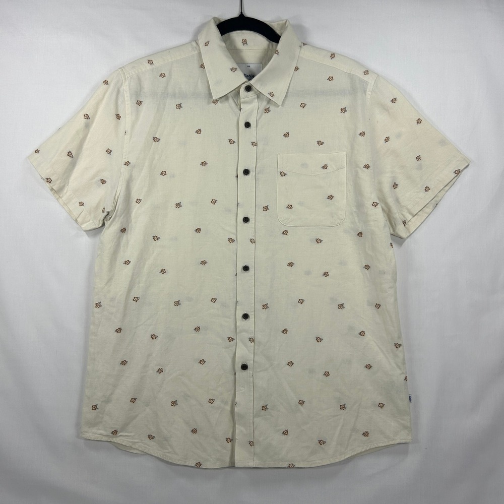 Katin Est 1954 Cream Floral Short Sleeve Button-Down Shirt Size MD
